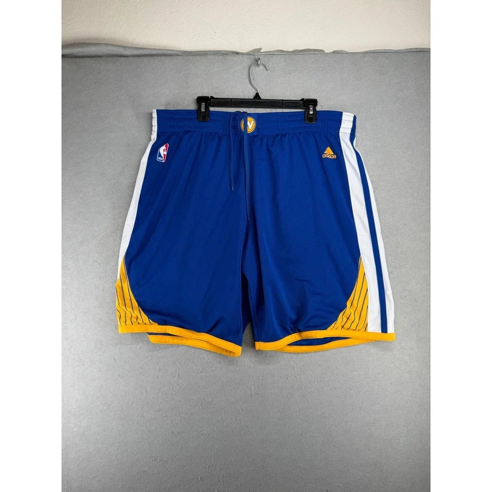 Adidas NBA Golden State Warriors Basketball Shorts Mens XXL Blue Yellow Striped